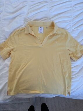 PUMA Women’s Yellow Polo-Style Cotton Shirt